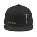 Turf Scum Snapback Hat — Green Logo & Pitchfork Embroidered Cap