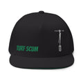 Turf Scum Embroidered Flat Bill Cap — Scooter & Green Text Streetwear Hat
